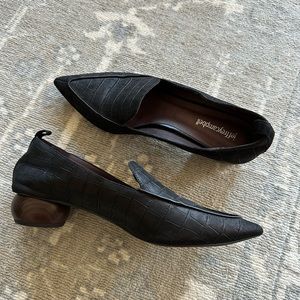 Black Pointed Toe Loafers by Jeffrey Campbell
